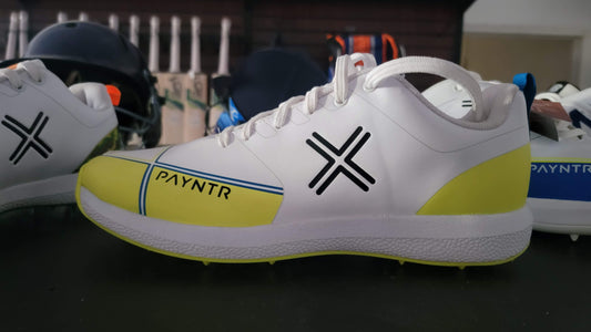 Payntr cricket spikes shoes - White Yellow