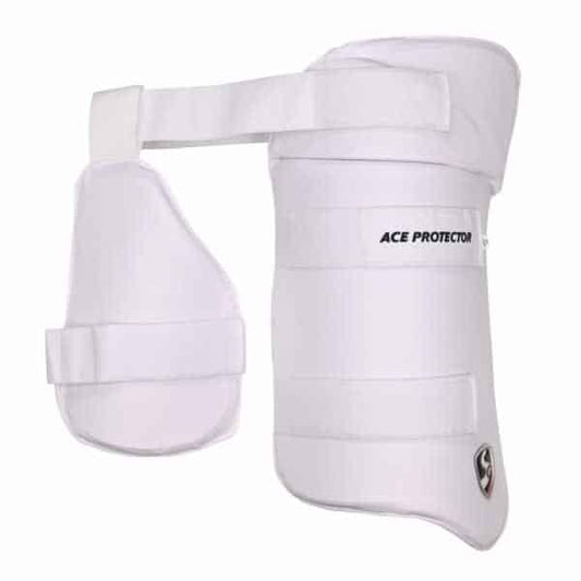 SG Combo ACE Protector White cricket batting thigh pad combo
