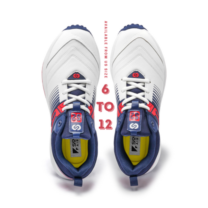 SOLM8 S2 White Red Navy Cricket Shoe