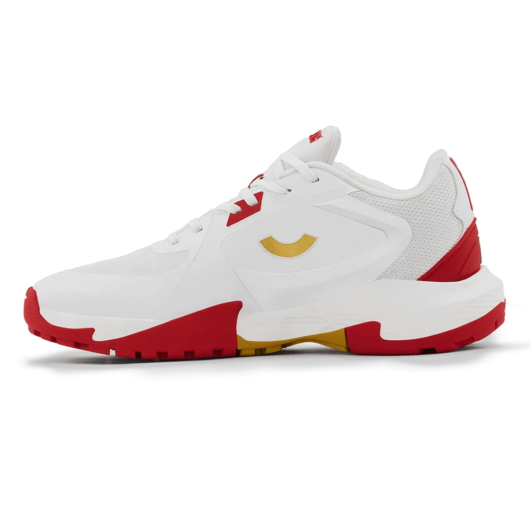 TenxYou All-rounder - Unisex Lace-up Cricket Shoes - Bright White/Racing Red
