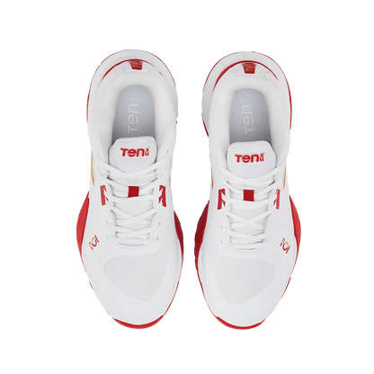 TenxYou All-rounder - Unisex Lace-up Cricket Shoes - Bright White/Racing Red