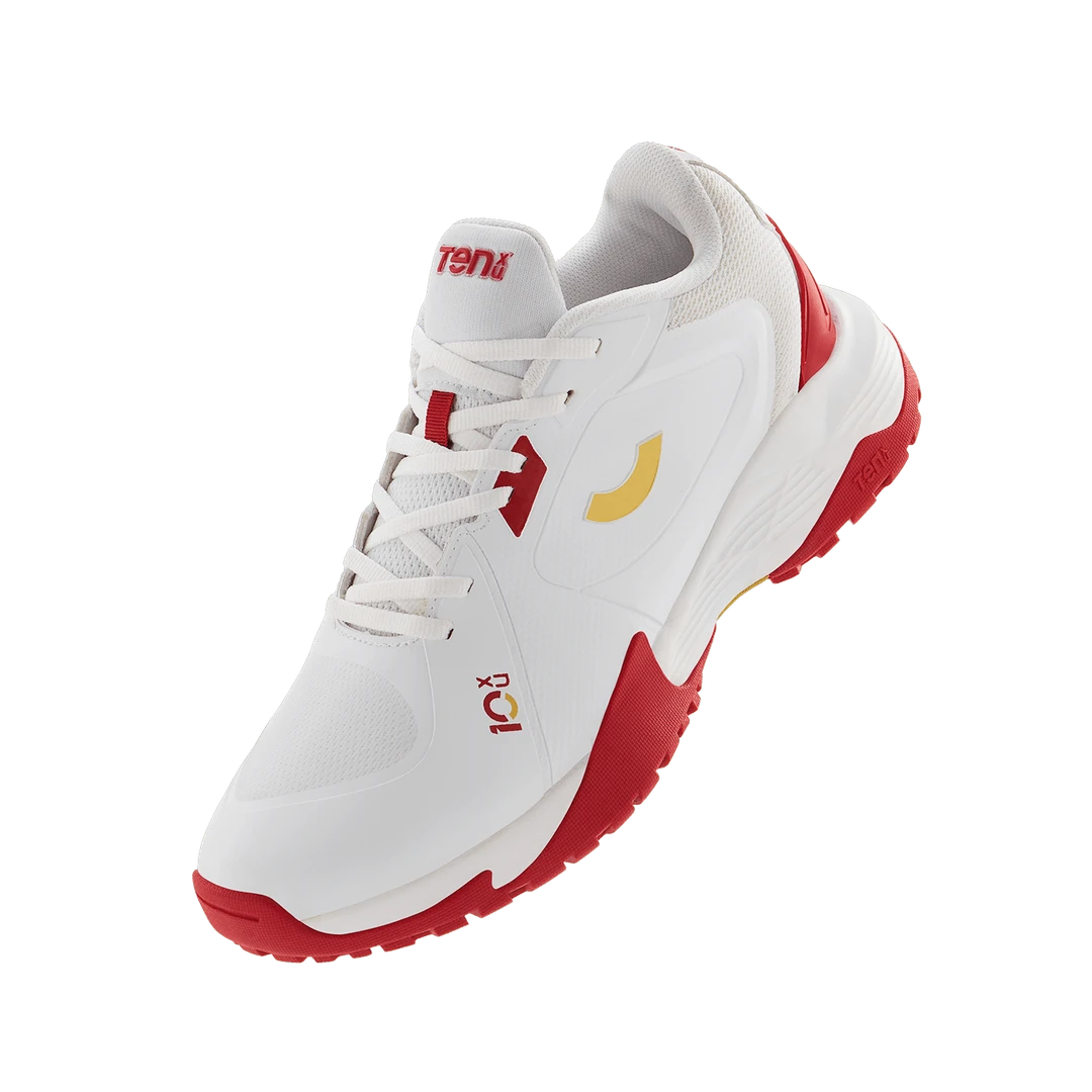 TenxYou All-rounder - Unisex Lace-up Cricket Shoes - Bright White/Racing Red