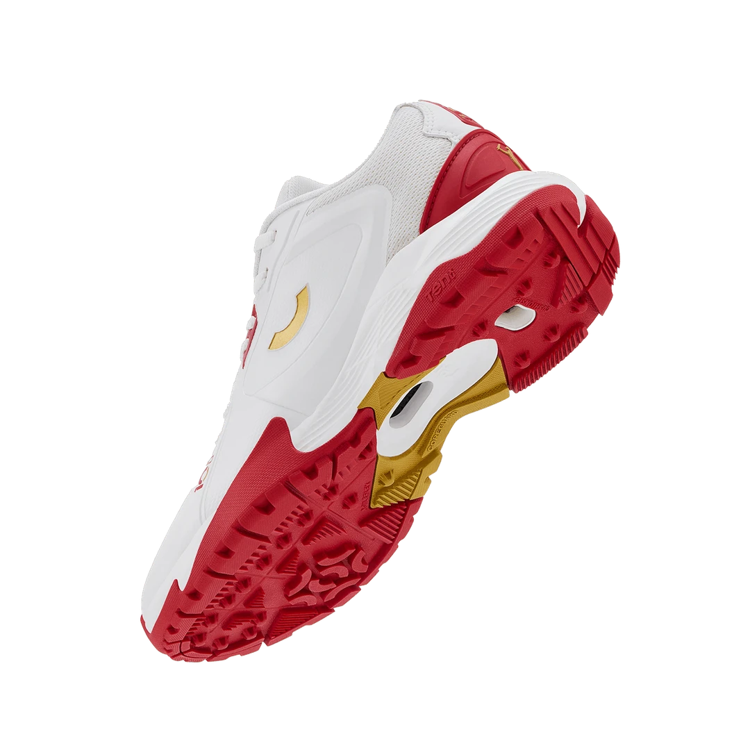 TenxYou All-rounder - Unisex Lace-up Cricket Shoes - Bright White/Racing Red