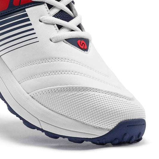 SOLM8 S2 White Red Navy Cricket Shoe