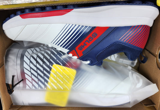 SOLM8 S2 White Red Navy Cricket Shoe