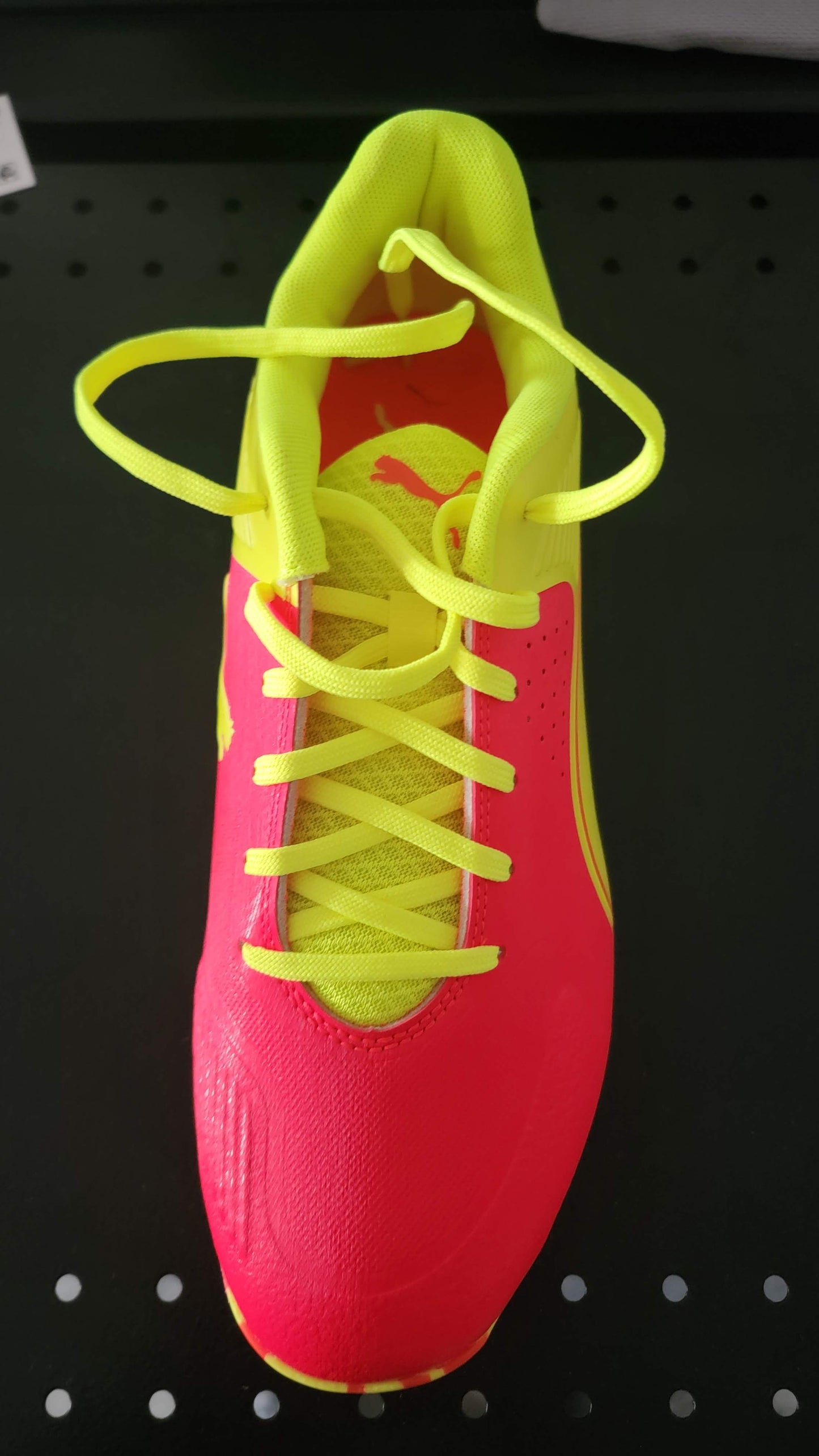 Puma X One8 Red Blast Yellow Alert cricket rubber stud shoe