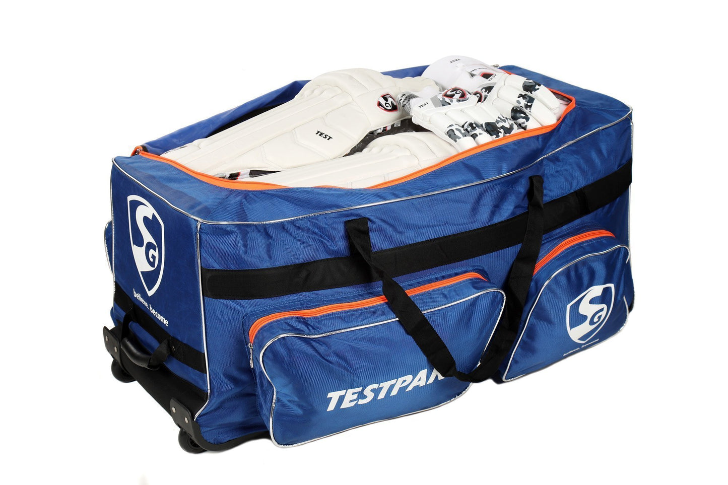 SG Testpak kit bag blue & orange with wheel