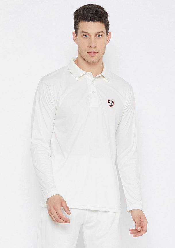SG Club White Full Sleeves Cricket Shirt